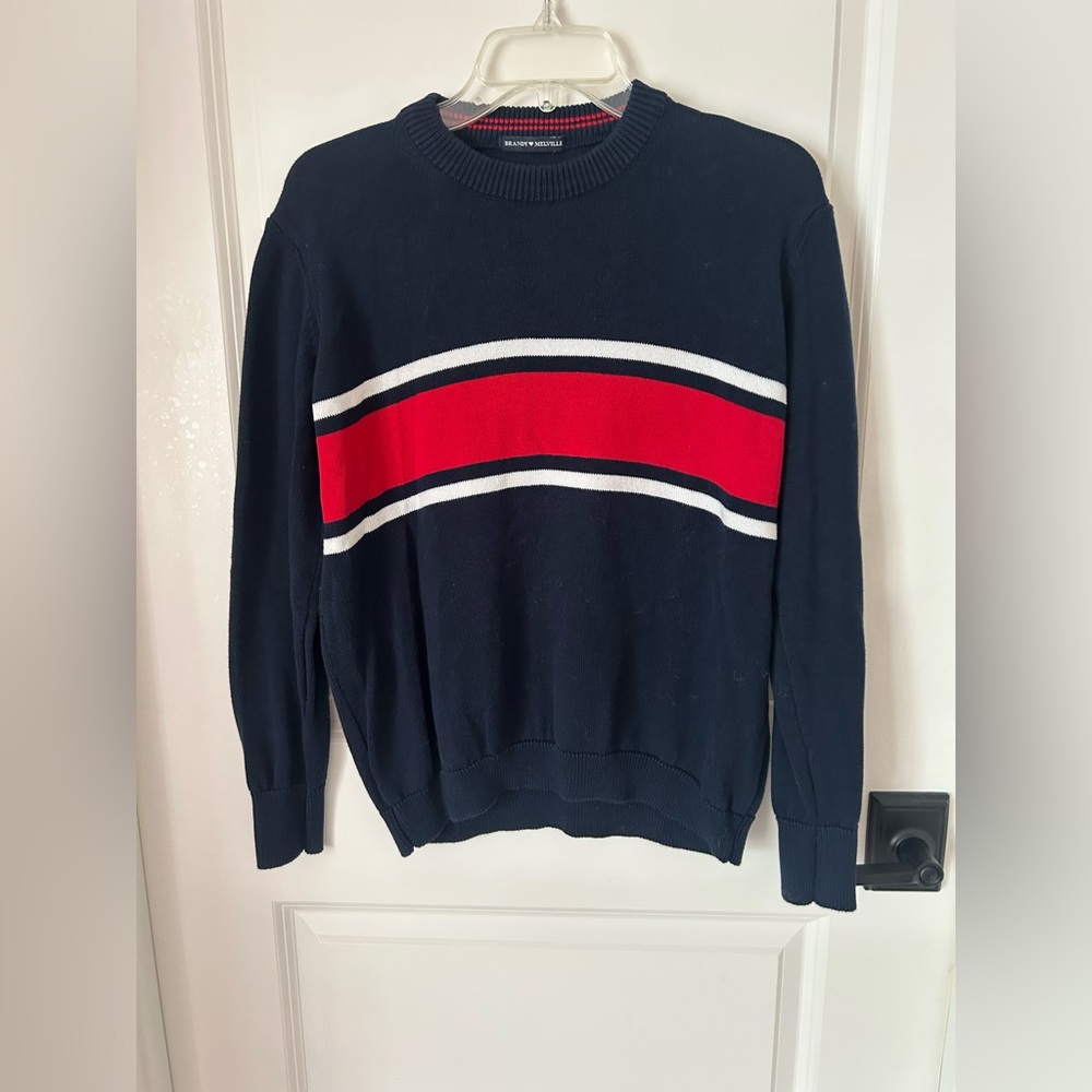 Brandy Melville Sweater Women’s OS Blue Red Striped Knit Preppy Cotton 90’s